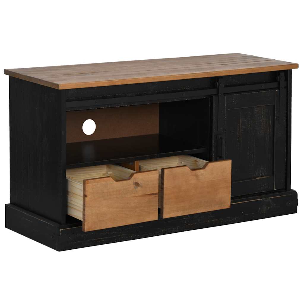 Tv-Bänk Halden Med Skjutdörr 110X40X60 Cm Massivt Trä