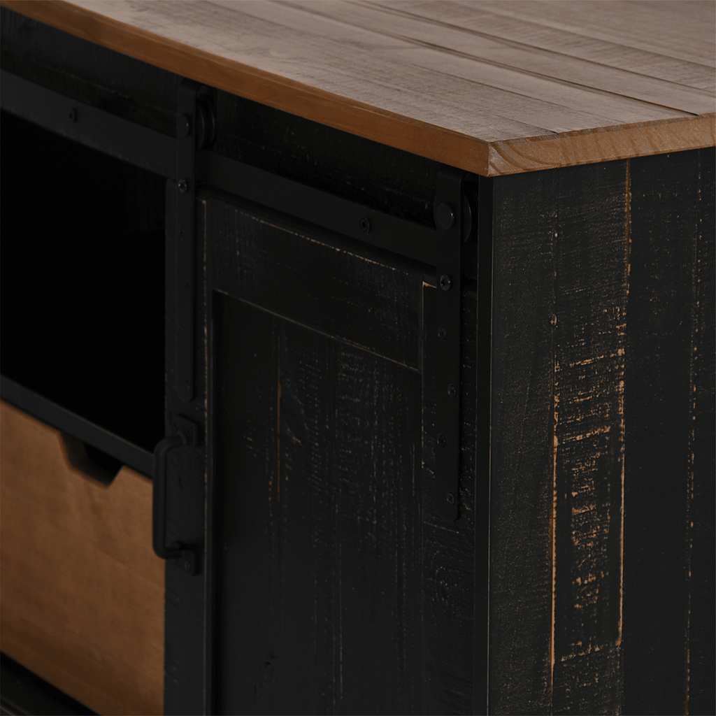 Tv-Bänk Halden Med Skjutdörr 110X40X60 Cm Massivt Trä