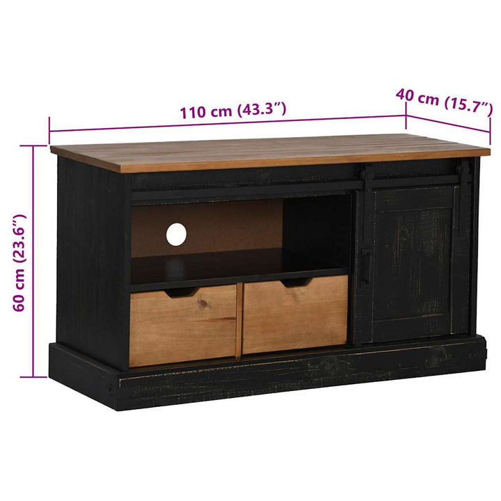 Tv-Bänk Halden Med Skjutdörr 110X40X60 Cm Massivt Trä