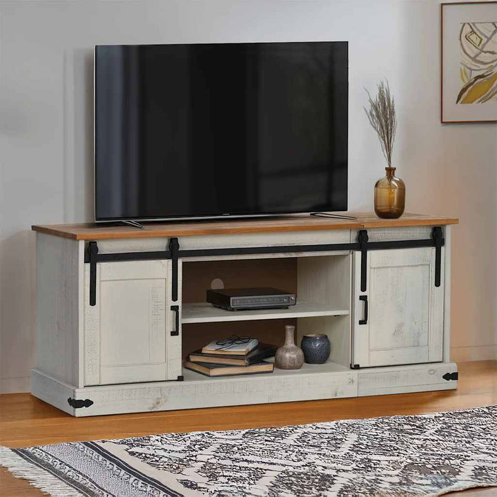 Tv-Bänk Halden 2 Skjutdörrar 150X40X60 Cm Massivt Trä