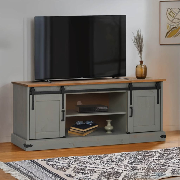Tv-Bänk Halden 2 Skjutdörrar 150X40X60 Cm Massivt Trä