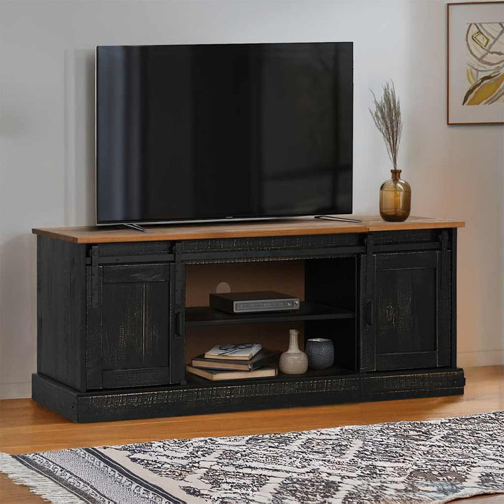 Tv-Bänk Halden 2 Skjutdörrar 150X40X60 Cm Massivt Trä