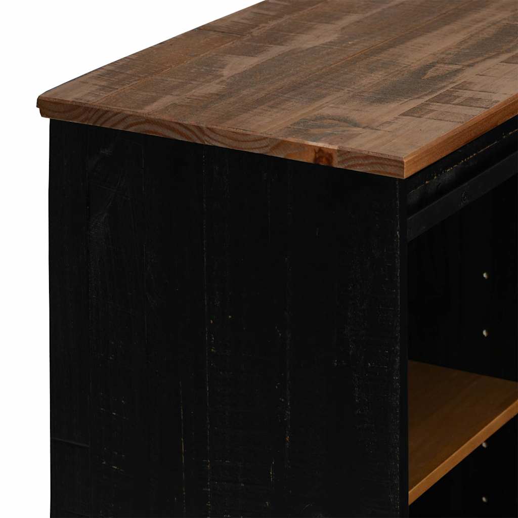 Skänk Halden Med Skjutdörr 80X40X80 Cm Massivt Trä