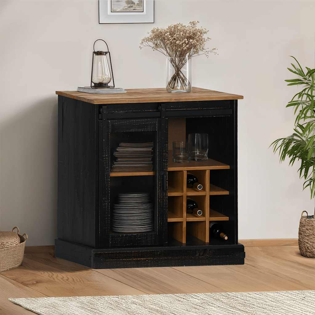 Skänk Halden Med Skjutdörr 80X40X80 Cm Massivt Trä