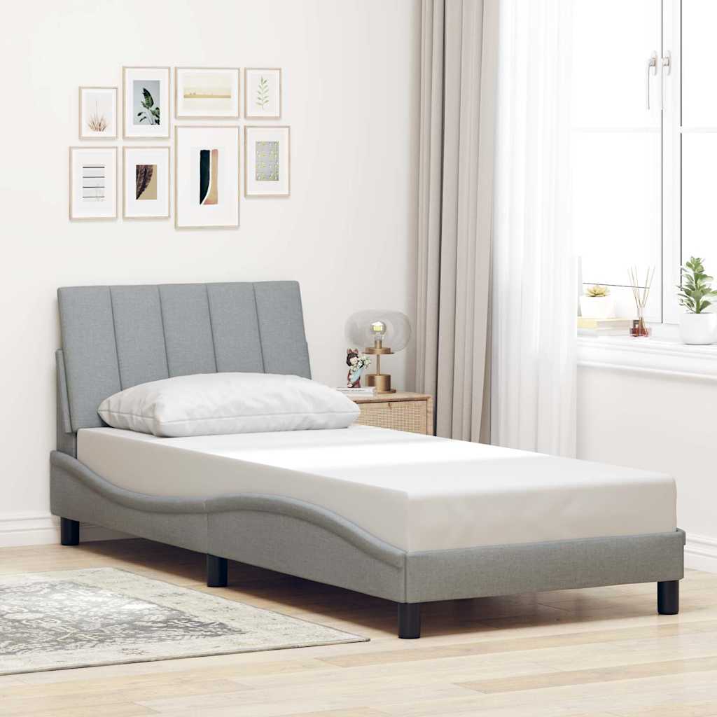 Bed Frame Without Mattress &amp;quot;Hanko&amp;quot; Cream Fabric