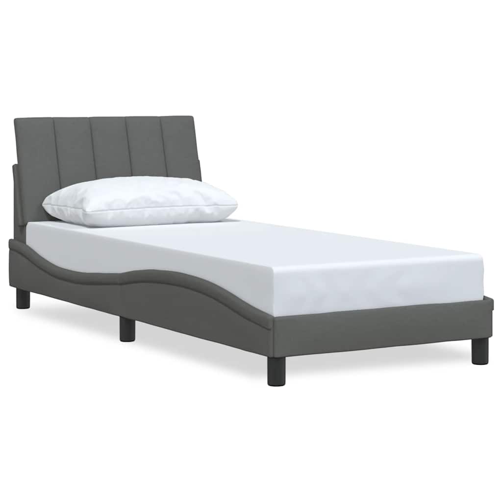 Bed Frame Without Mattress "Hanko" Dark Grey Fabric