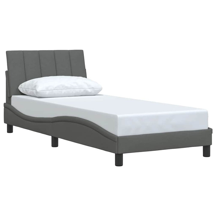 Bed Frame Without Mattress &amp;quot;Hanko&amp;quot; Dark Grey Fabric