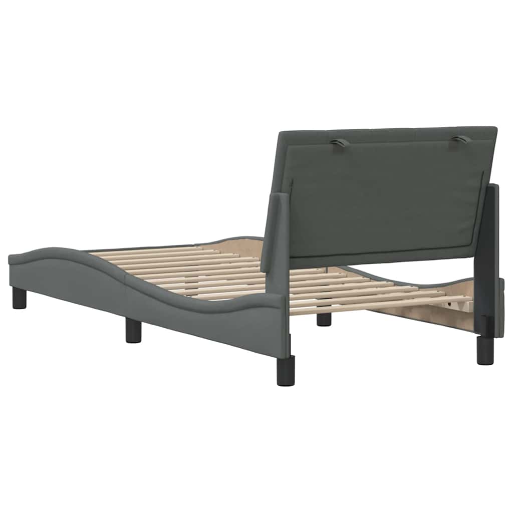 Bed Frame Without Mattress &amp;quot;Hanko&amp;quot; Dark Grey Fabric