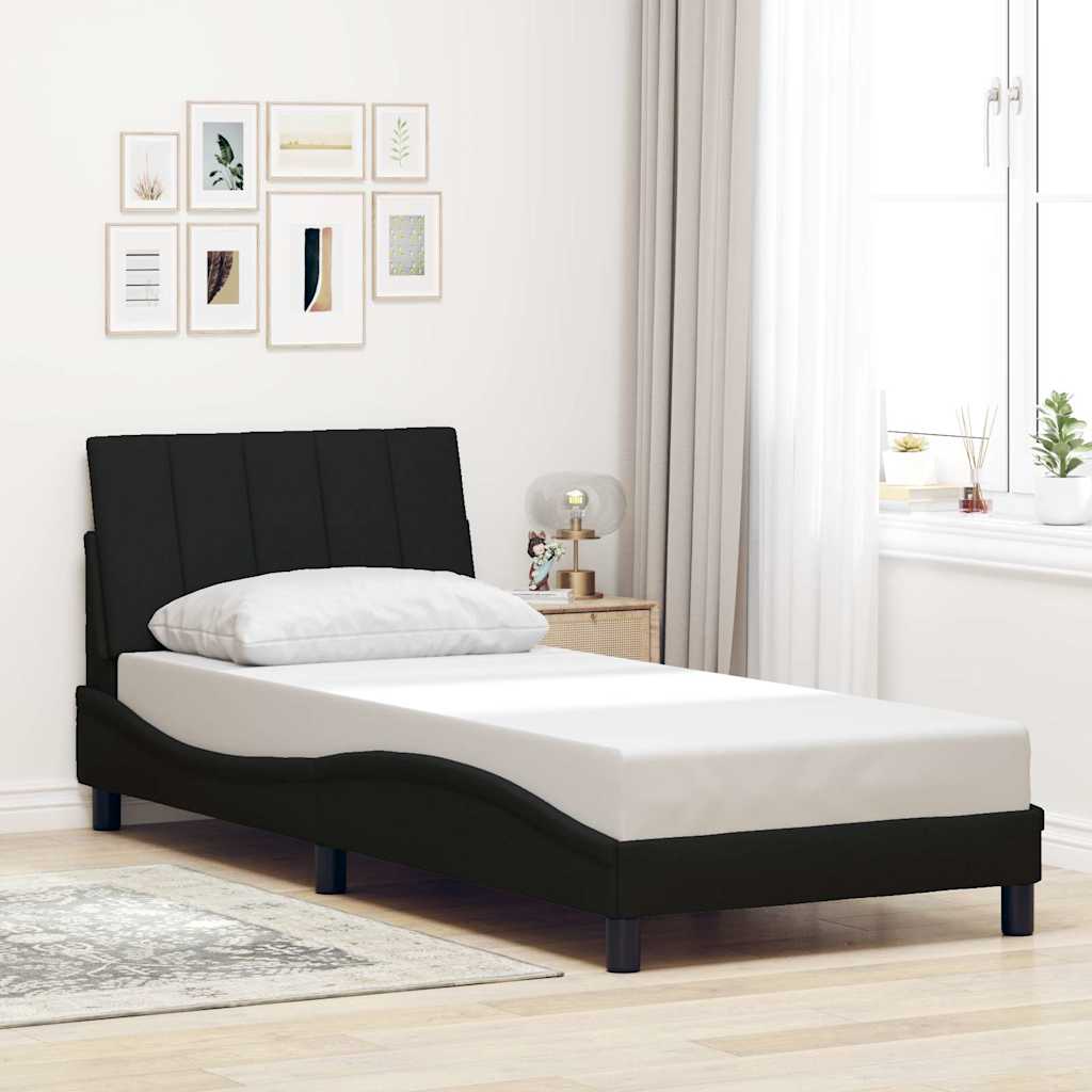 Bed Frame Without Mattress &amp;quot;Hanko&amp;quot; Black Fabric