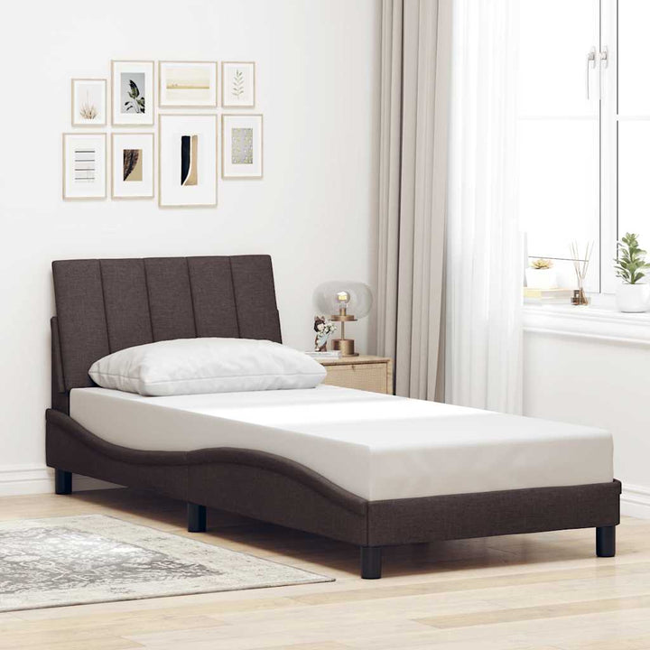 Bed Frame Without Mattress &amp;quot;Hanko&amp;quot; Cream Fabric