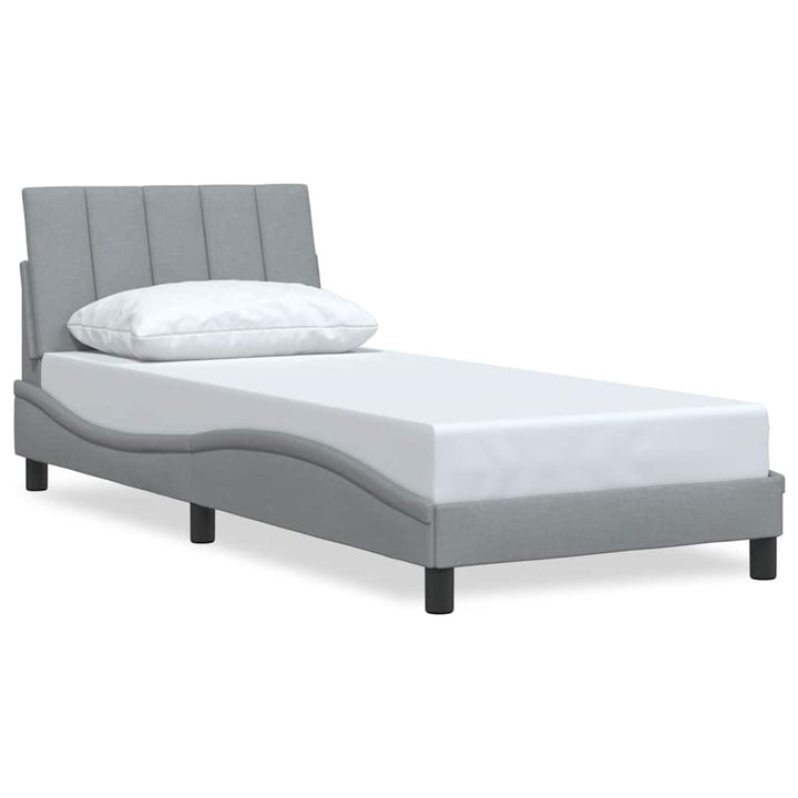 Bed Frame Without Mattress &amp;quot;Hanko&amp;quot; Light Grey Fabric