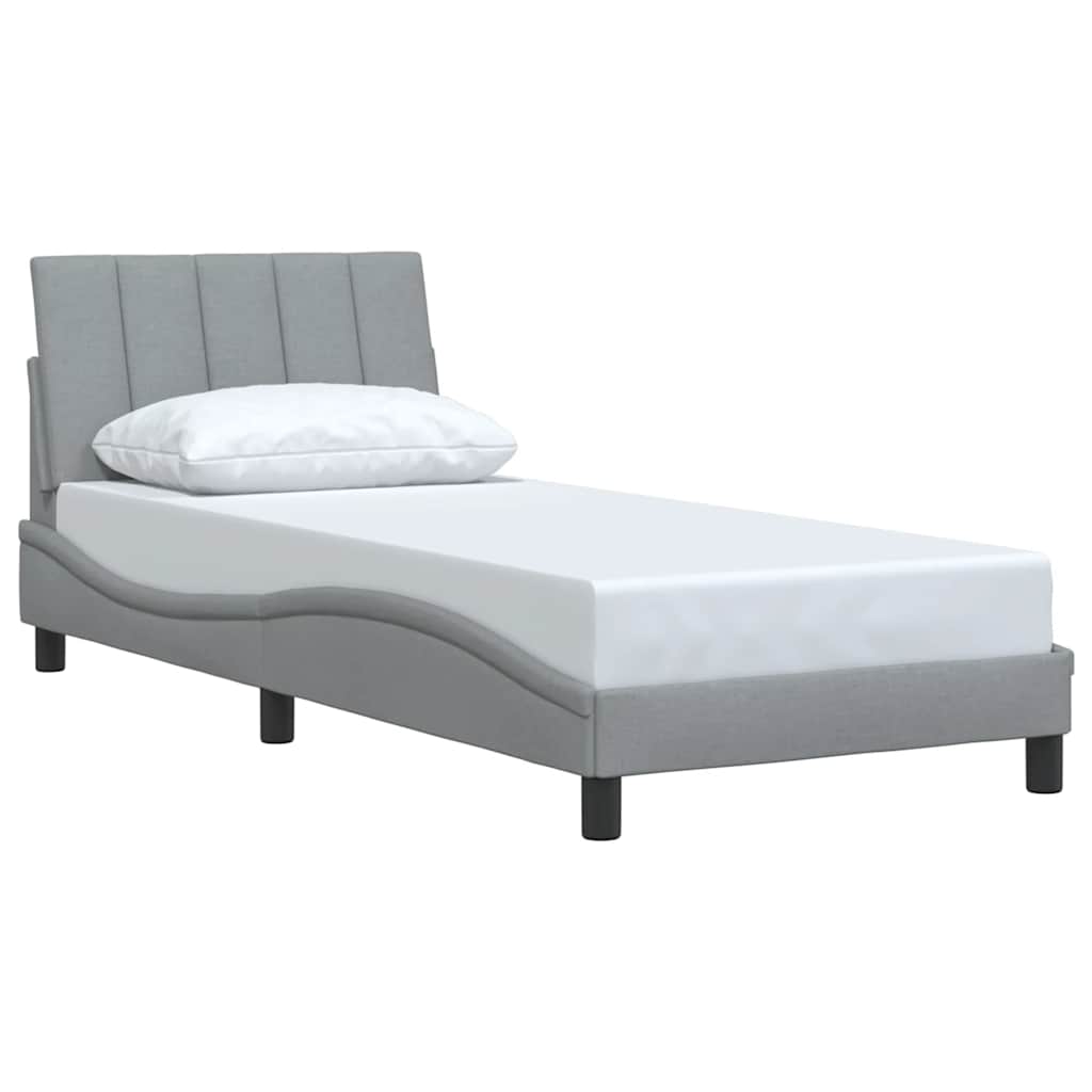 Bed Frame Without Mattress &amp;quot;Hanko&amp;quot; Light Grey Fabric