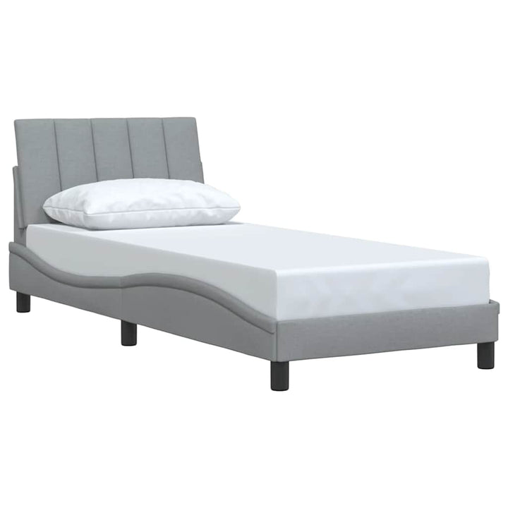 Bed Frame Without Mattress &amp;quot;Hanko&amp;quot; Light Grey Fabric