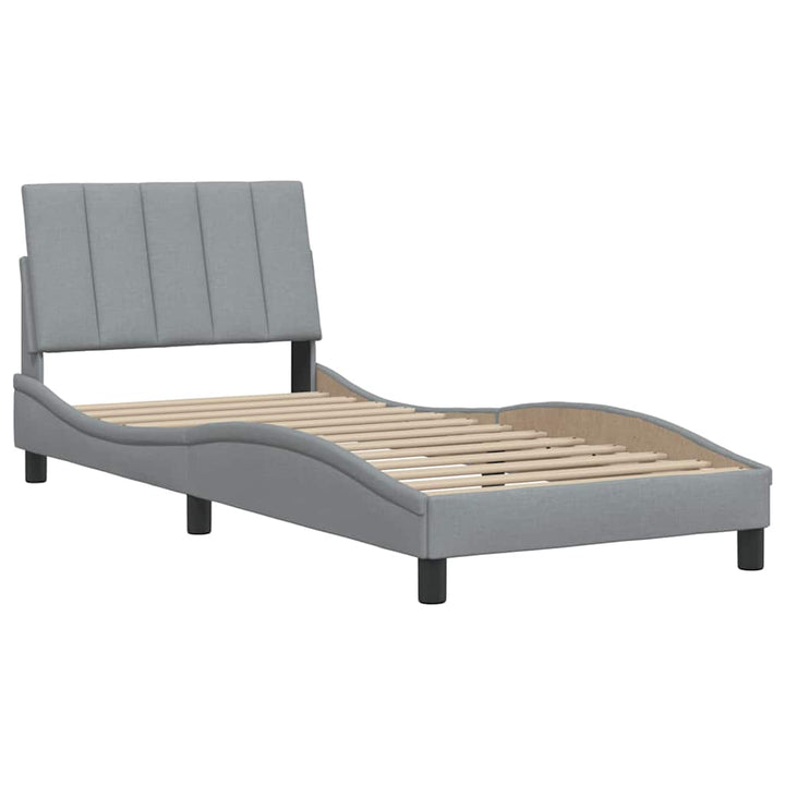 Bed Frame Without Mattress &amp;quot;Hanko&amp;quot; Light Grey Fabric