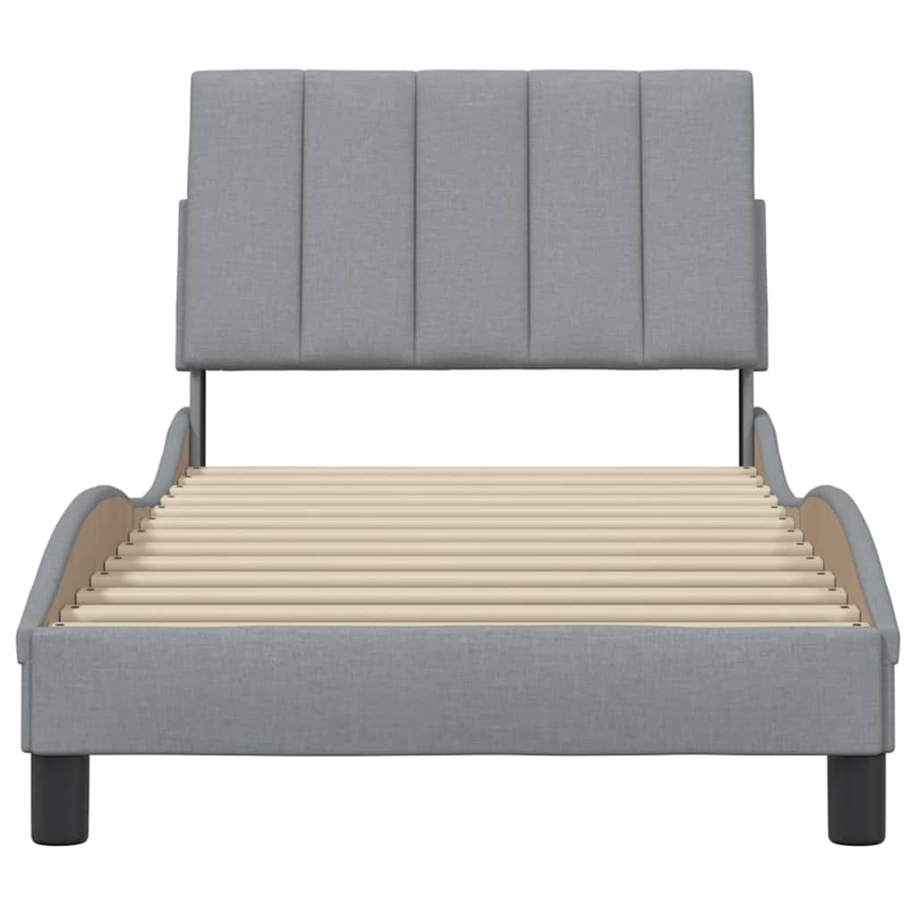 Bed Frame Without Mattress &amp;quot;Hanko&amp;quot; Light Grey Fabric
