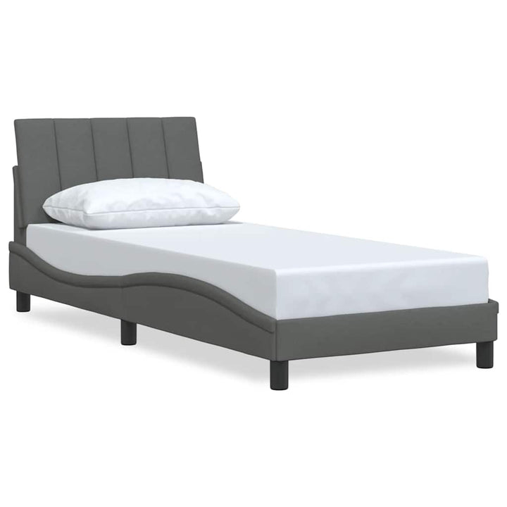 Bed Frame Without Mattress &amp;quot;Hanko&amp;quot; Dark Grey Fabric