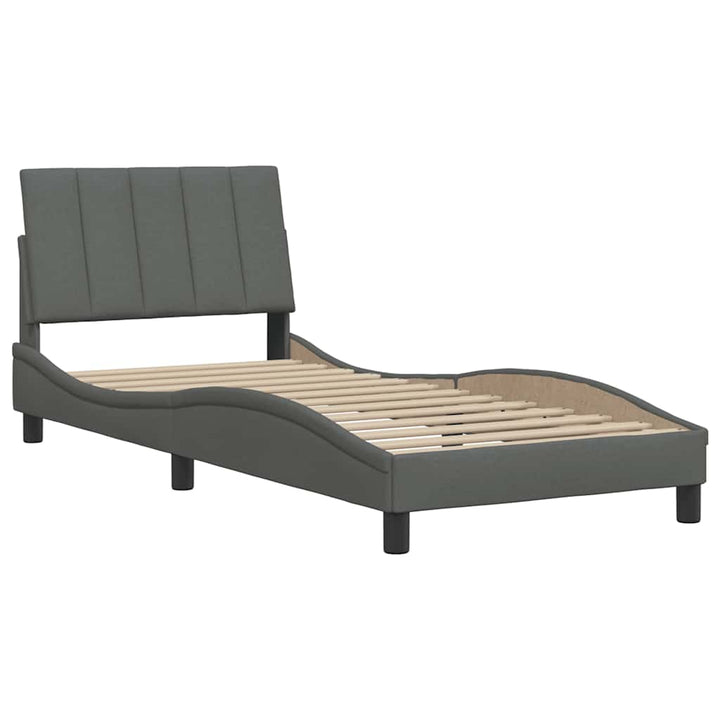 Bed Frame Without Mattress &amp;quot;Hanko&amp;quot; Dark Grey Fabric