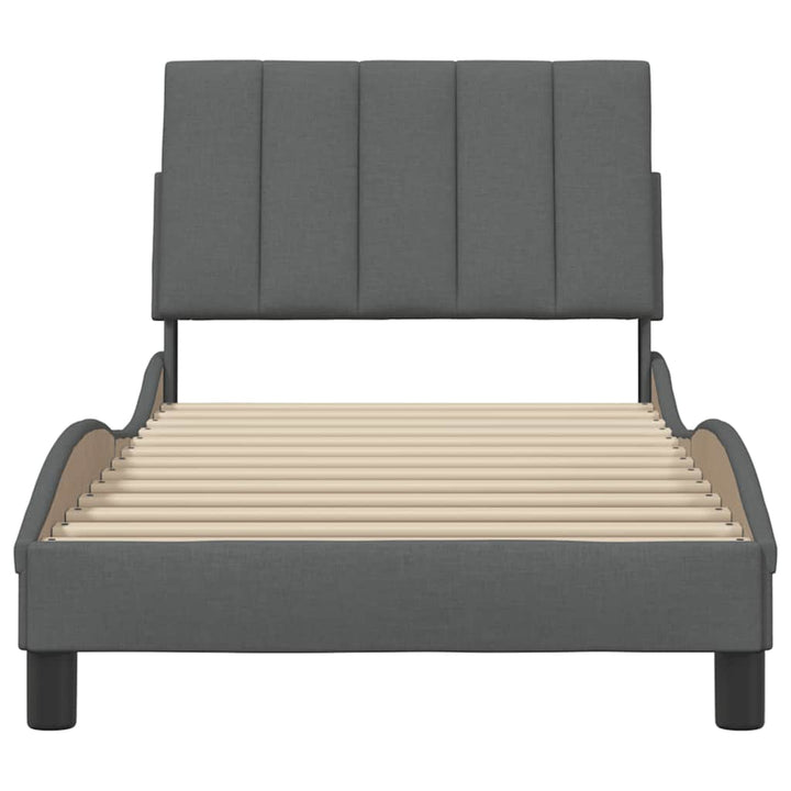 Bed Frame Without Mattress &amp;quot;Hanko&amp;quot; Dark Grey Fabric