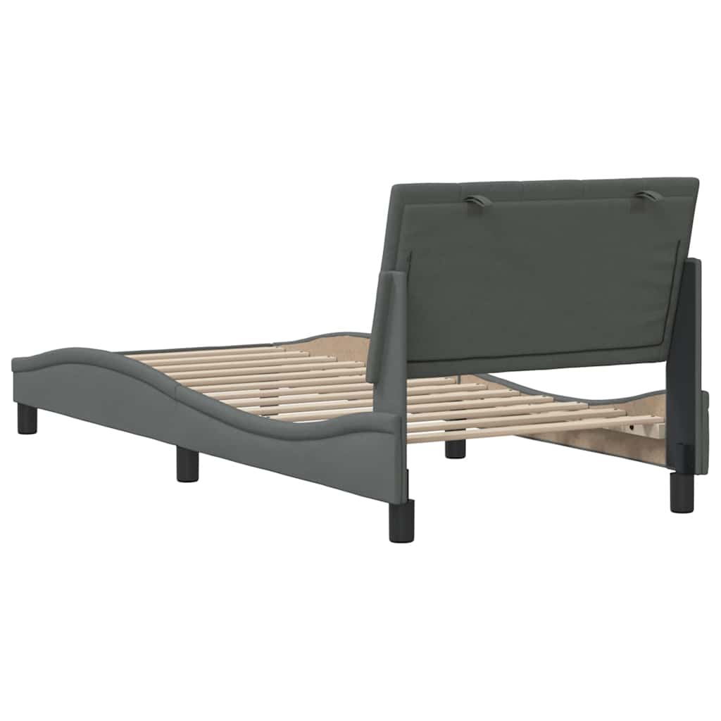 Bed Frame Without Mattress &amp;quot;Hanko&amp;quot; Dark Grey Fabric