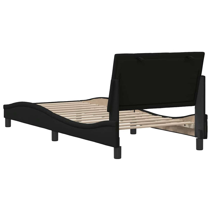 Bed Frame Without Mattress &amp;quot;Hanko&amp;quot; Black Fabric