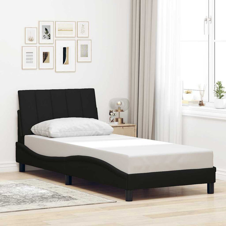 Bed Frame Without Mattress &amp;quot;Hanko&amp;quot; Black Fabric