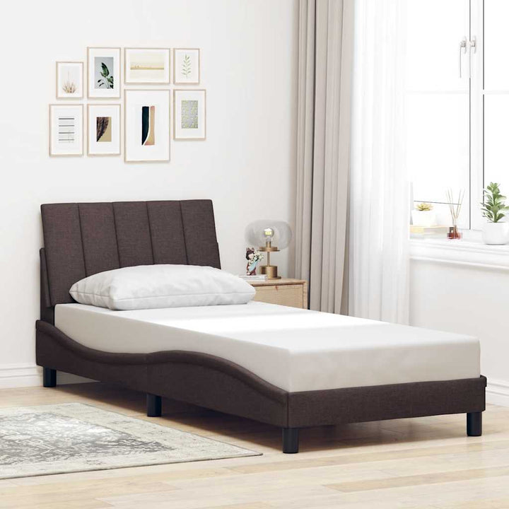 Bed Frame Without Mattress &amp;quot;Hanko&amp;quot; Cream Fabric