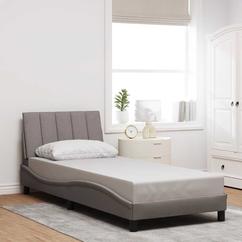 Bed Frame Without Mattress &amp;quot;Hanko&amp;quot; Cream Fabric