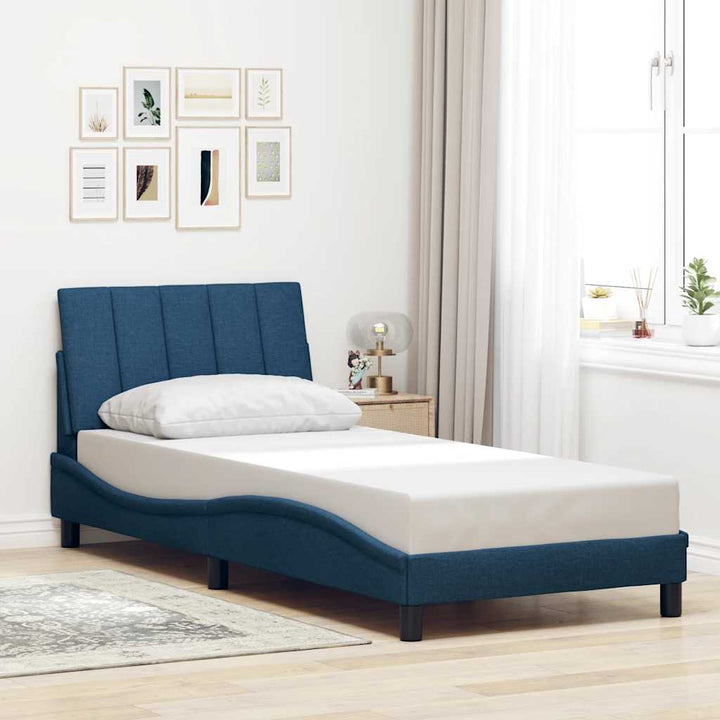 Bed Frame Without Mattress &amp;quot;Hanko&amp;quot; Cream Fabric