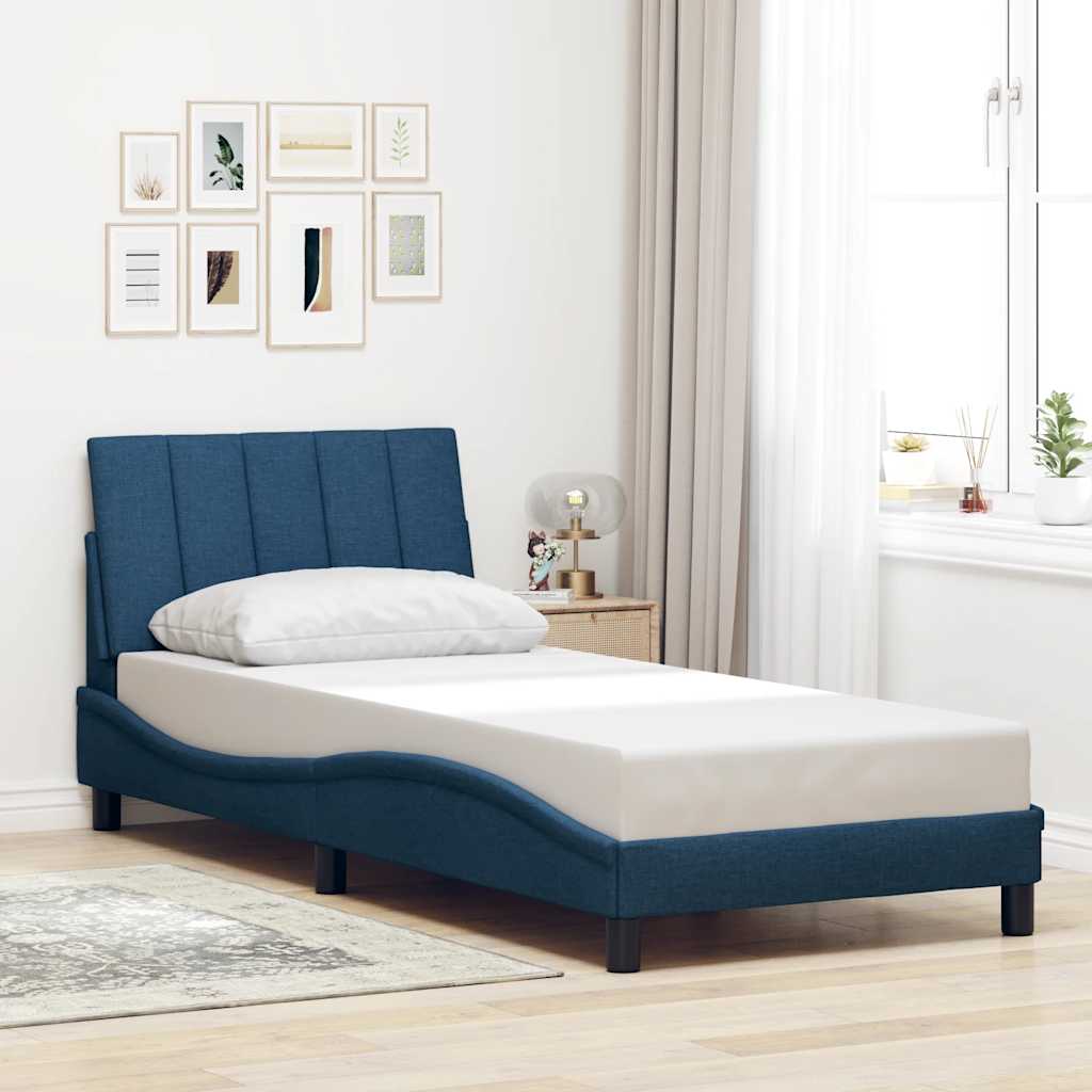 Bed Frame Without Mattress &amp;quot;Hanko&amp;quot; Cream Fabric