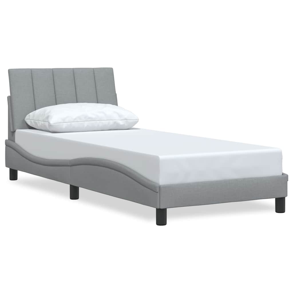 Bed Frame Without Mattress &amp;quot;Hanko&amp;quot; Light Grey Fabric