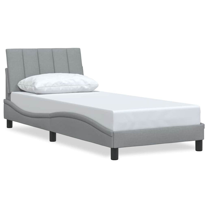 Bed Frame Without Mattress &amp;quot;Hanko&amp;quot; Light Grey Fabric