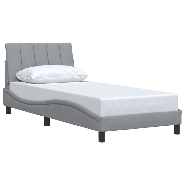 Bed Frame Without Mattress &amp;quot;Hanko&amp;quot; Light Grey Fabric