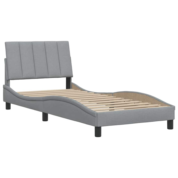 Bed Frame Without Mattress &amp;quot;Hanko&amp;quot; Light Grey Fabric