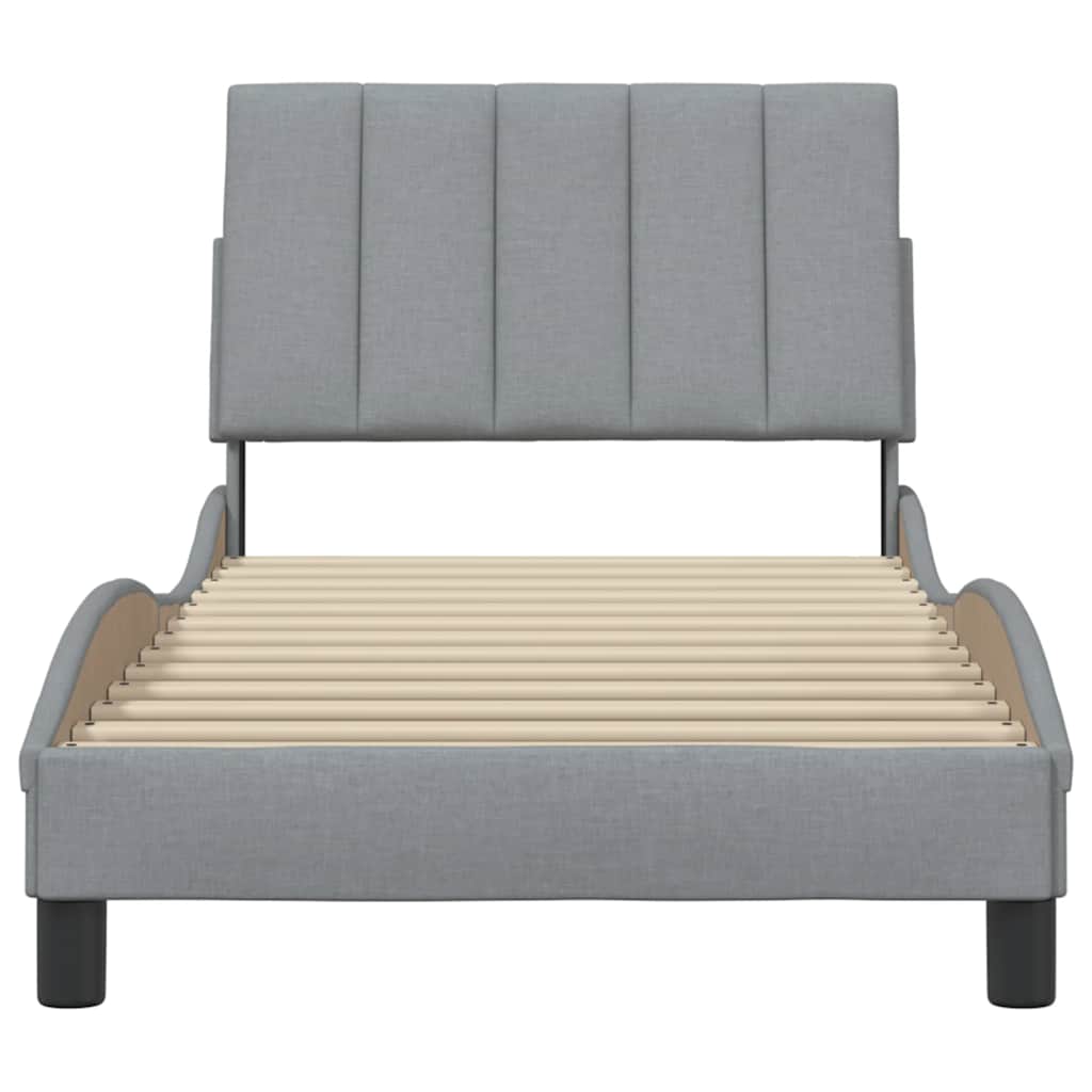 Bed Frame Without Mattress &amp;quot;Hanko&amp;quot; Light Grey Fabric