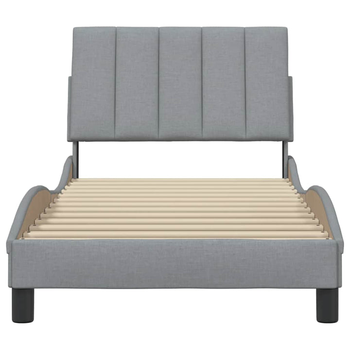 Bed Frame Without Mattress &amp;quot;Hanko&amp;quot; Light Grey Fabric