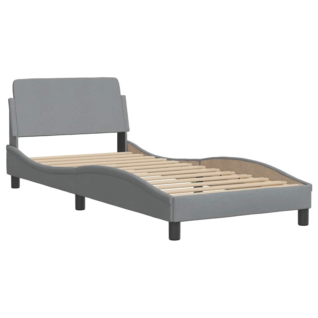 Bed Frame Without Mattress &amp;quot;Hanko&amp;quot; Light Grey Fabric