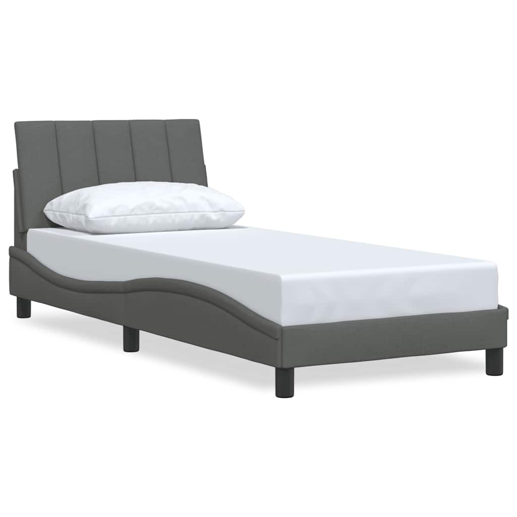 Bed Frame Without Mattress &amp;quot;Hanko&amp;quot; Dark Grey Fabric