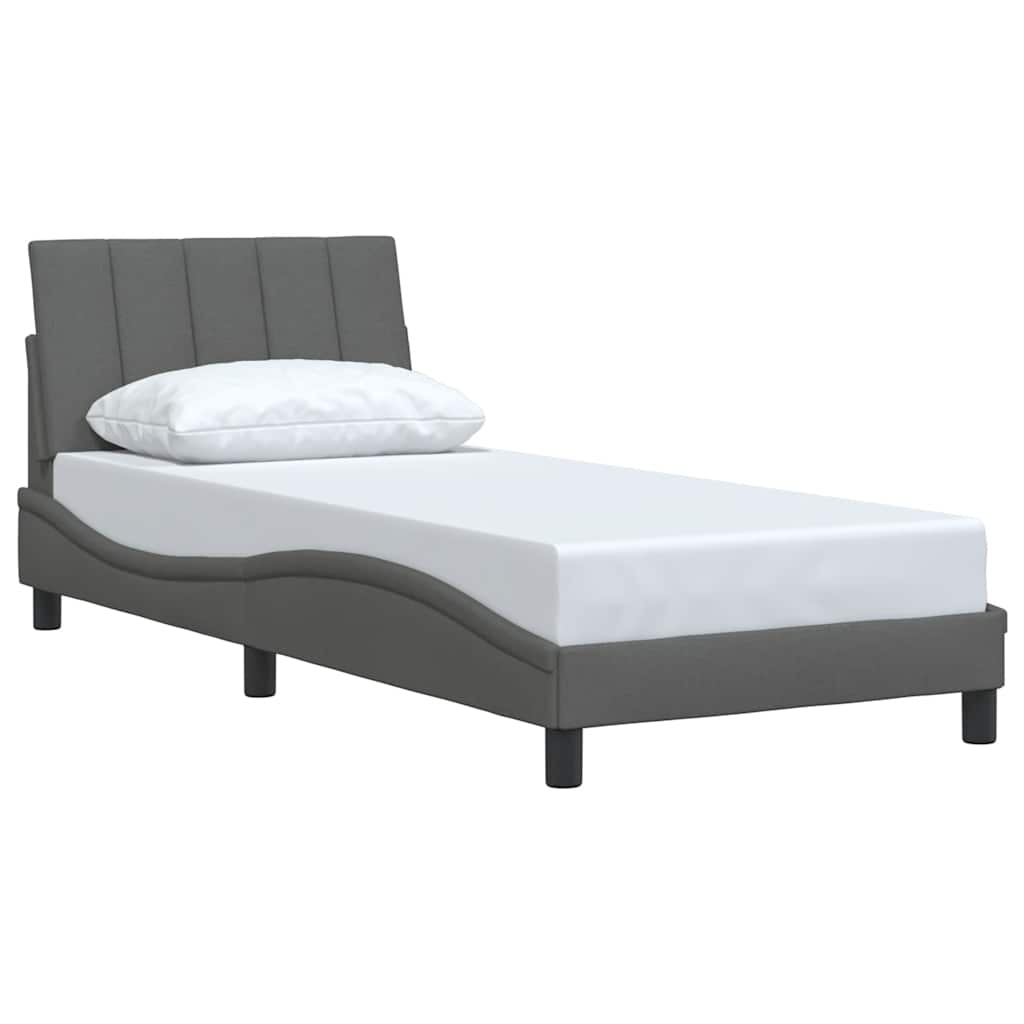 Bed Frame Without Mattress &amp;quot;Hanko&amp;quot; Dark Grey Fabric
