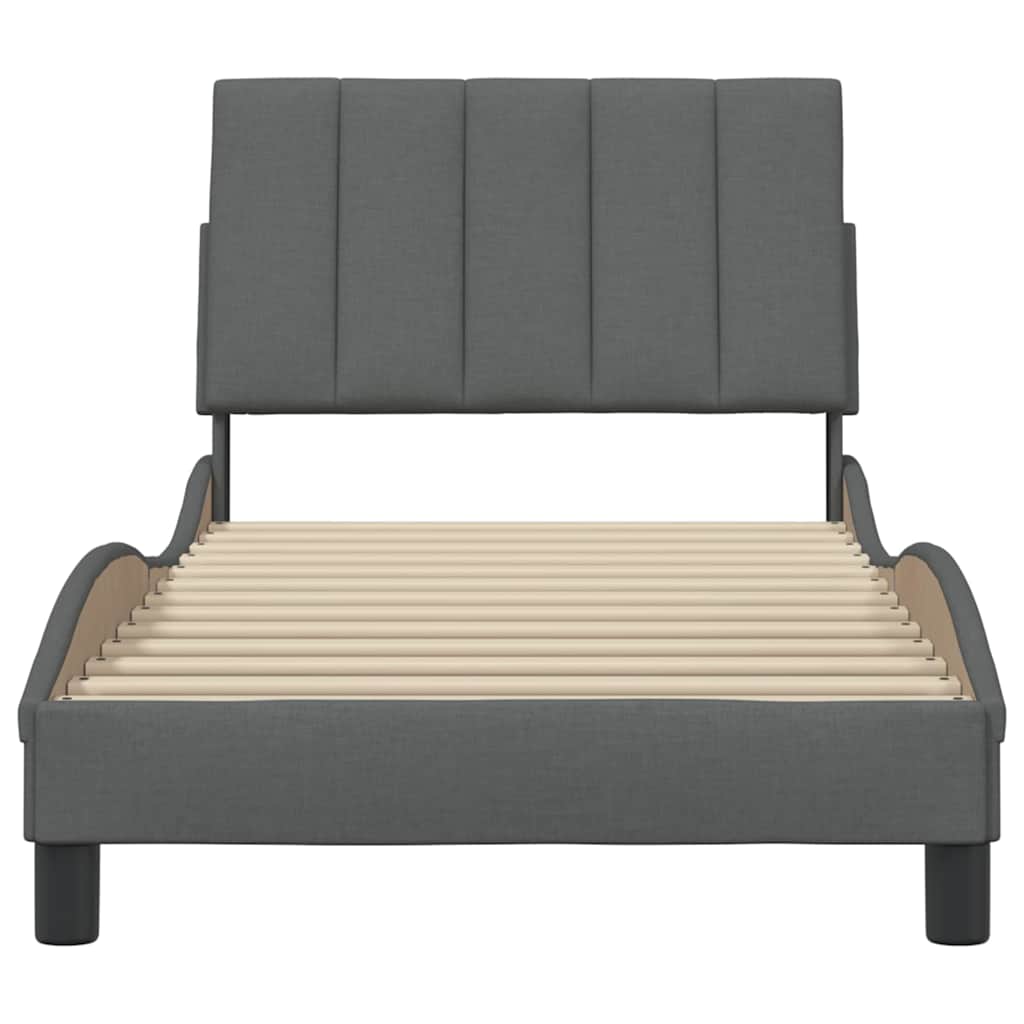 Bed Frame Without Mattress &amp;quot;Hanko&amp;quot; Dark Grey Fabric