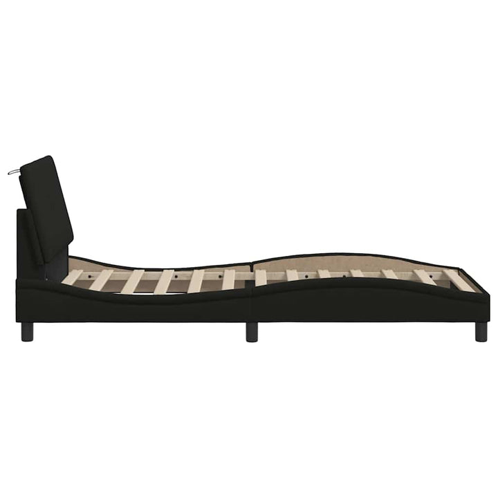Bed Frame Without Mattress &amp;quot;Hanko&amp;quot; Black Fabric
