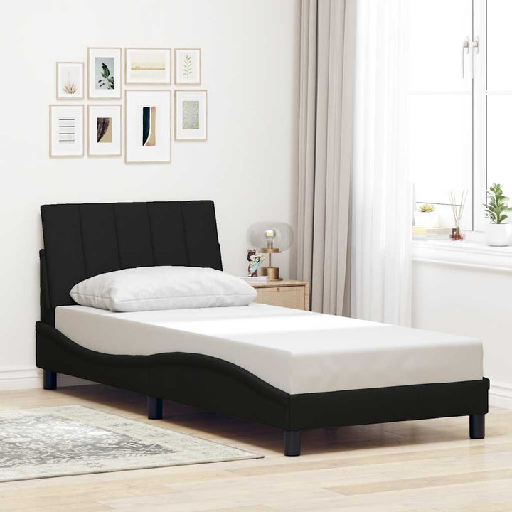 Bed Frame Without Mattress &amp;quot;Hanko&amp;quot; Black Fabric