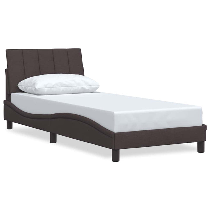Bed Frame Without Mattress &amp;quot;Hanko&amp;quot; Dark Brown Fabric