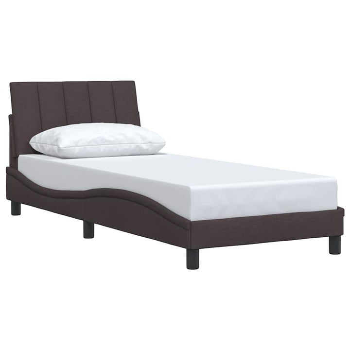 Bed Frame Without Mattress &amp;quot;Hanko&amp;quot; Dark Brown Fabric