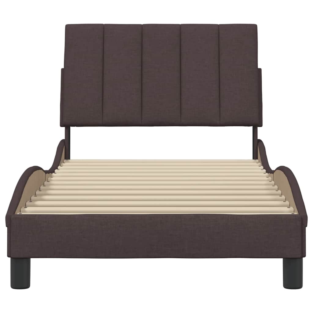Bed Frame Without Mattress &amp;quot;Hanko&amp;quot; Dark Brown Fabric