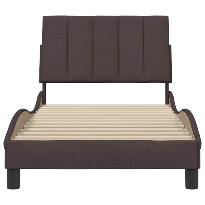 Bed Frame Without Mattress &amp;quot;Hanko&amp;quot; Dark Brown Fabric