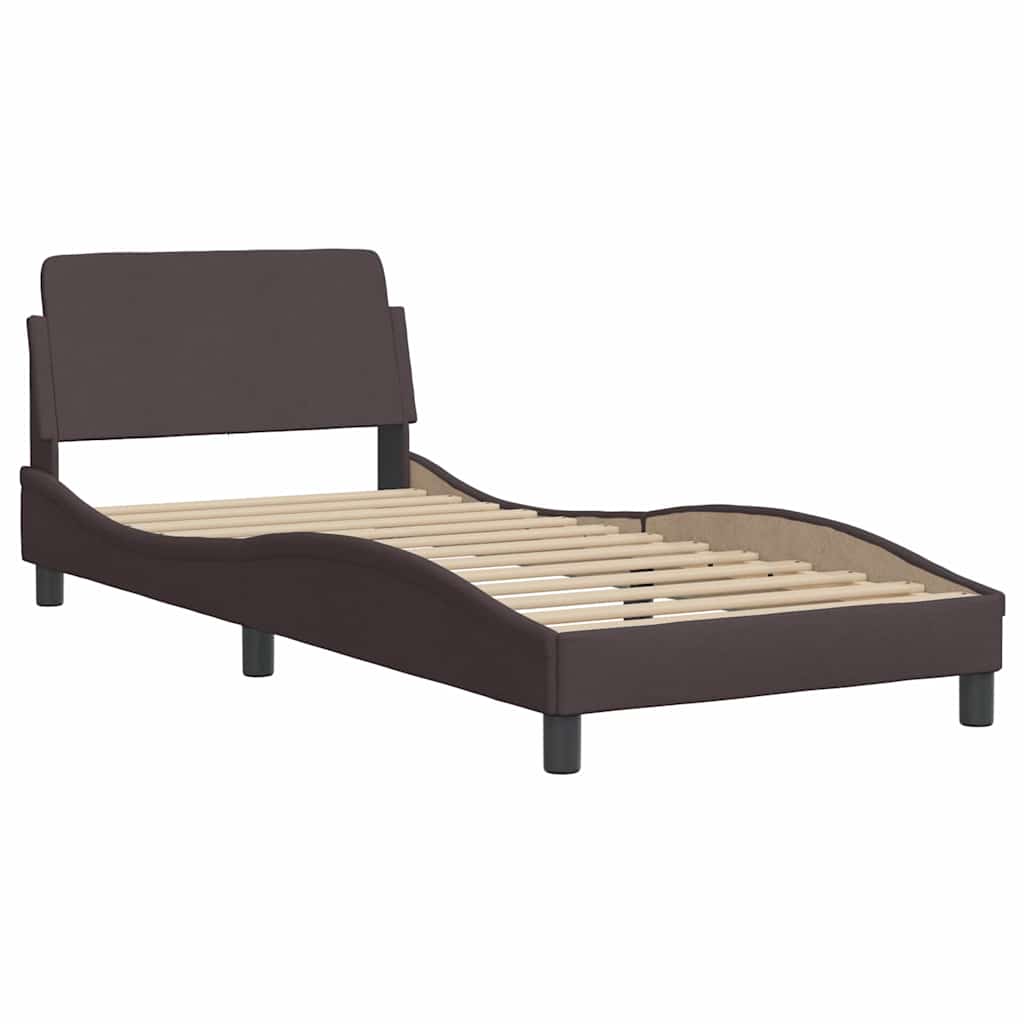 Bed Frame Without Mattress &amp;quot;Hanko&amp;quot; Dark Brown Fabric