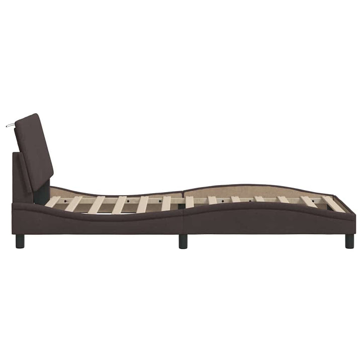 Bed Frame Without Mattress &amp;quot;Hanko&amp;quot; Dark Brown Fabric