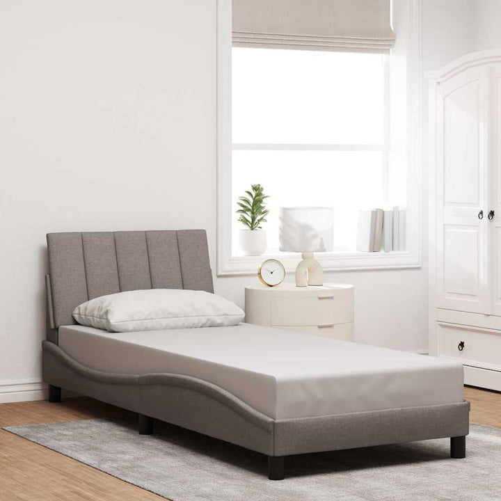 Bed Frame Without Mattress &amp;quot;Hanko&amp;quot; Cream Fabric