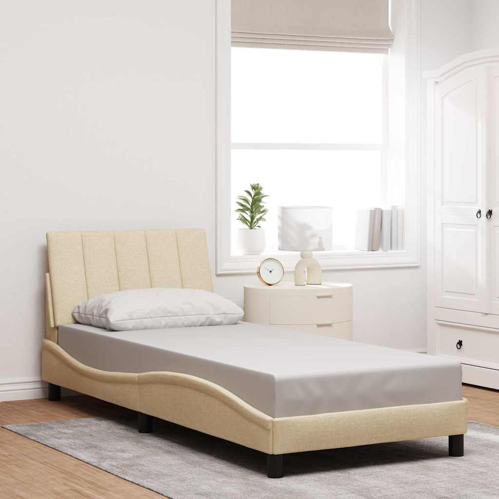 Bed Frame Without Mattress &amp;quot;Hanko&amp;quot; Cream Fabric