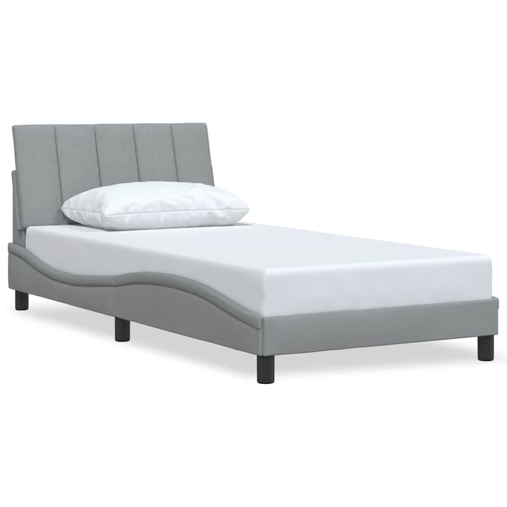 Bed Frame Without Mattress "Hanko" Light Grey Fabric